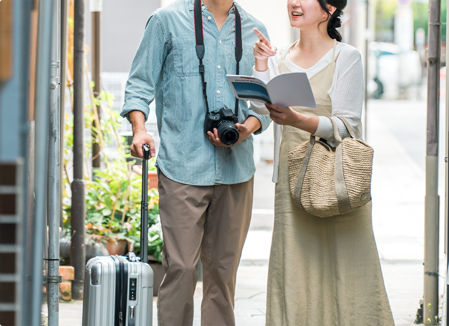 旅行中の人の様子
